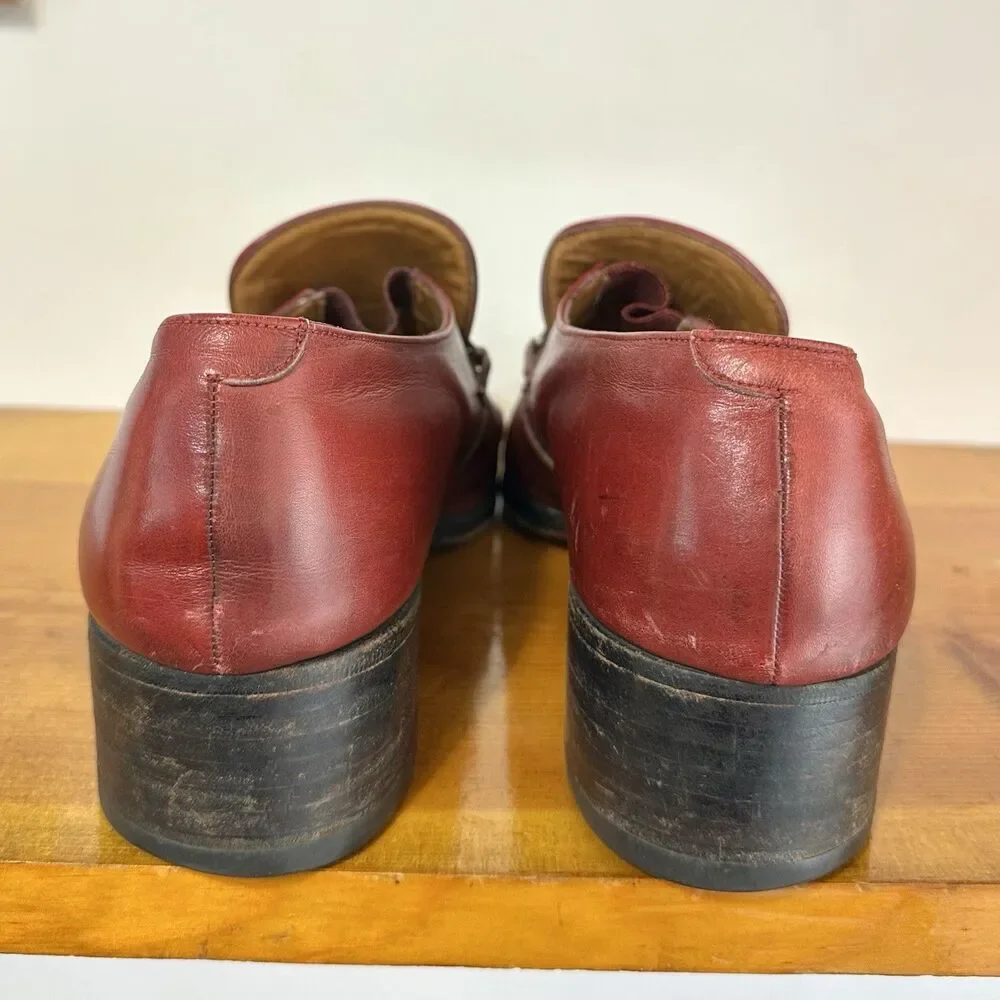 Vintage 1970s Bally Continentals Mens 10 B Swiss Leather Tassel Loafers Oxblood